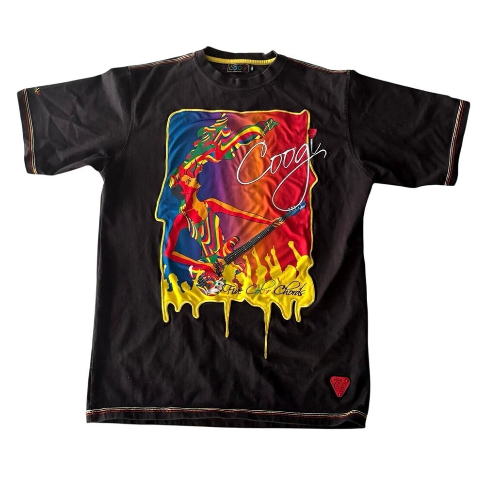Vtg Coogie graphic T-shirt Five color chords black size L Men dopamine Artsy